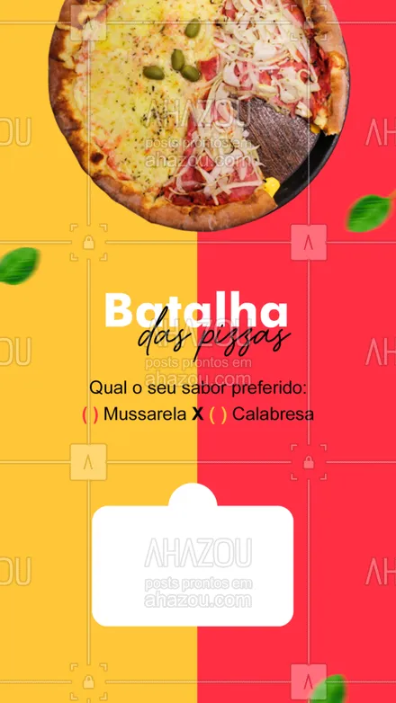 posts, legendas e frases de pizzaria para whatsapp, instagram e facebook: Quem será que ganha essa batalha?
E aí, qual o seu sabor preferido de pizza?
#ahazoutaste #pizza  #pizzalife  #pizzalovers  #pizzaria 