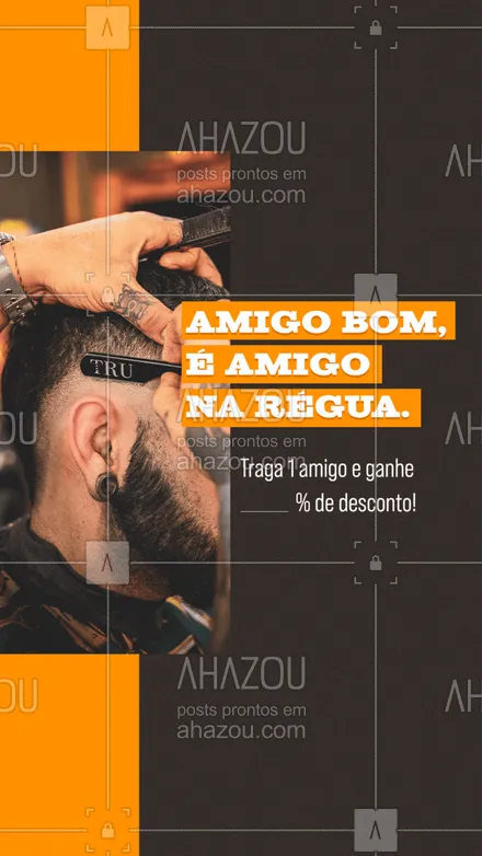 posts, legendas e frases de barbearia para whatsapp, instagram e facebook: Amigo bom é aquele que é parceiro de caneca, mas amigo melhor ainda é o parceiro de barbeiro. Traga o seu amigo para ficar na régua com você e ganhe esse descontão! 😎
#AhazouBeauty #barba  #barbearia  #barbeiro  #barbeiromoderno  #barbeirosbrasil  #barber  #barberLife  #barberShop  #barbershop  #brasilbarbers  #cuidadoscomabarba 