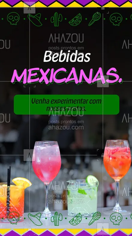 posts, legendas e frases de cozinha mexicana para whatsapp, instagram e facebook: Temos diversos drinks para você pedir com nossos prátos típicos.
Aqui você vive a cultura mexicana em alto estilo.
Venha experimentar.
#ahazoutaste #cozinhamexicana  #vivamexico  #texmex  #comidamexicana #tacos