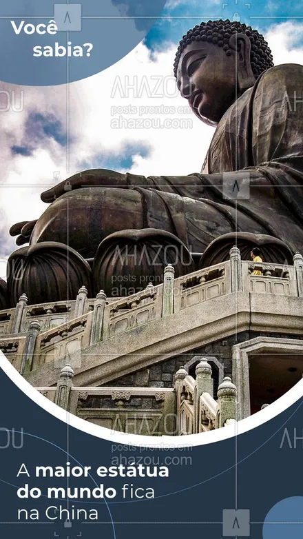 posts, legendas e frases de agências & agentes de viagem para whatsapp, instagram e facebook: O Templo de Buda, em Henan, na China, possui 153 metros de altura! Comparada com outras famosas estátuas do mundo, como a Estátua da Liberdade - com 93 metros -, O Grande Buda da Tailândia - com 92 metros -, e até nosso Cristo - com apenas 38 metros -, com certeza ela é uma visão em meio a um lugar paradisíaco. 
 #AhazouTravel  #viagens #agentedeviagens #viageminternacional #trip #viagem #viajar #agenciadeviagens