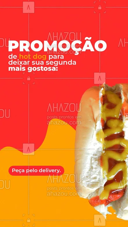 posts, legendas e frases de hot dog  para whatsapp, instagram e facebook: Segundou! Bora de promo? Faça seu pedido. #ahazoutaste #cachorroquente  #food  #hotdog  #hotdoggourmet  #hotdoglovers #promo #promoção #segunda #delivery