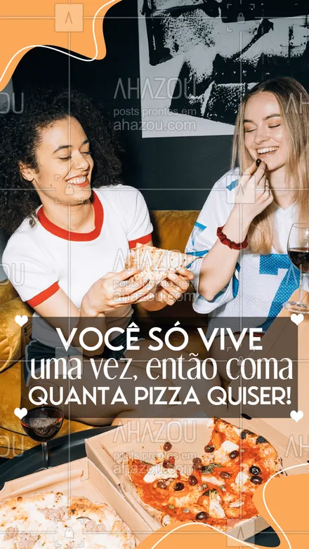 posts, legendas e frases de pizzaria para whatsapp, instagram e facebook: Todo dia é uma nova oportunidade de comer uma pizza diferente! 😍🍕
#pizza #ahazoutaste  #pizzaria  #pizzalife  #pizzalovers 