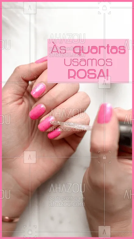 posts, legendas e frases de manicure & pedicure para whatsapp, instagram e facebook: Hoje é o dia oficial do Rosa!!! Agende o seu horário <3 #nails #unhas #ahazou #rosa #pink #manicure #pedicure