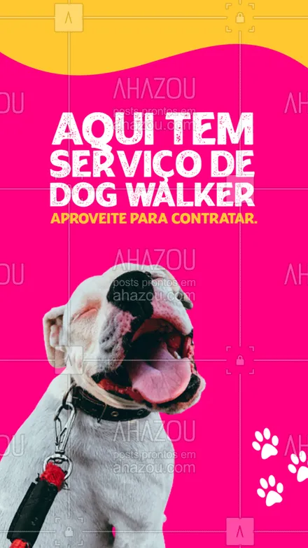 posts, legendas e frases de dog walker & petsitter para whatsapp, instagram e facebook: Não perca tempo e contrate nosso serviço de dog walker, pois seu pet merece o melhor.  🐕 #AhazouPet #dogwalk #dogwalker #dogwalkerlife  #dogtraining 