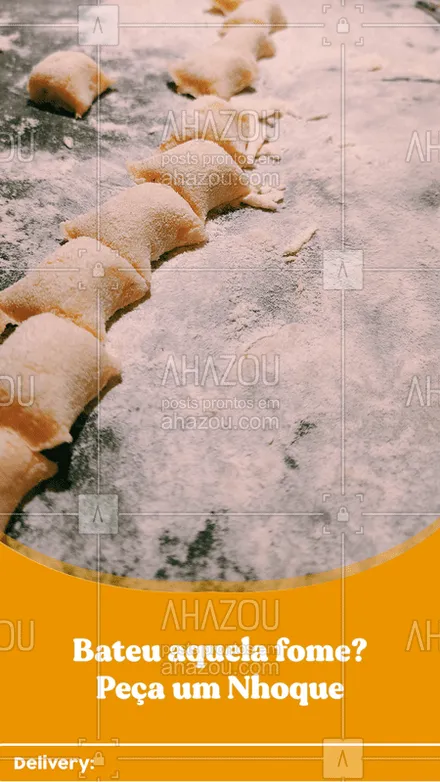 posts, legendas e frases de cozinha italiana, à la carte & self service para whatsapp, instagram e facebook: Faça já o seu pedido! ??️ Delivery: (contato) 

#AhazouTaste #Taste #Tasty #Gastronomia #Nhoque #Massa #ComidaItaliana #AmoNhoque #Gnocchi 

