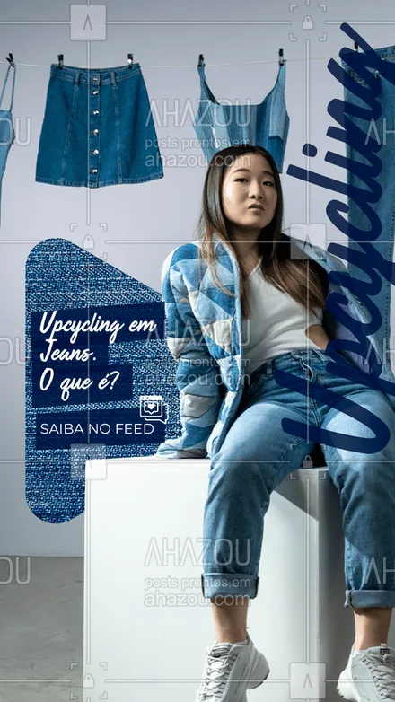 posts, legendas e frases de moda feminina para whatsapp, instagram e facebook: É uma tendência onde você utiliza um jeans antigo que não usa mais, em outra peça.
Seja um cropped, uma bolsa ou até mesmo capa de almofada.
Sua imaginação é quem manda.
#AhazouFashion #Upcycling #jeans  #moda  #modafeminina  #fashionista  #fashion 