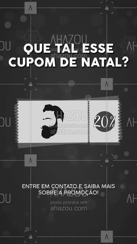 posts, legendas e frases de barbearia para whatsapp, instagram e facebook: Gostou do cupom? 20% de desconto pra você! Entre em contato pra saber mais sobre a nossa promoção de natal!
#cupom #ahazou #natal