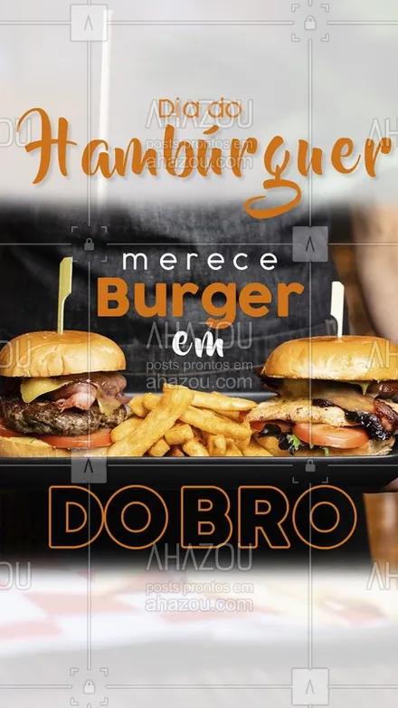 posts, legendas e frases de hamburguer para whatsapp, instagram e facebook: Para o dia do hambúrguer, nada melhor que comemorar comendo hambúrguer certo?
E que tal burger em dobro?  ??
Chama no whats e pede o seu!  ?
#burguer #hamburger #burgerLover
#ahazoutaste #hamburgueriaartesanal #hamburgueria #burgerlovers #burger #ahazouBurger