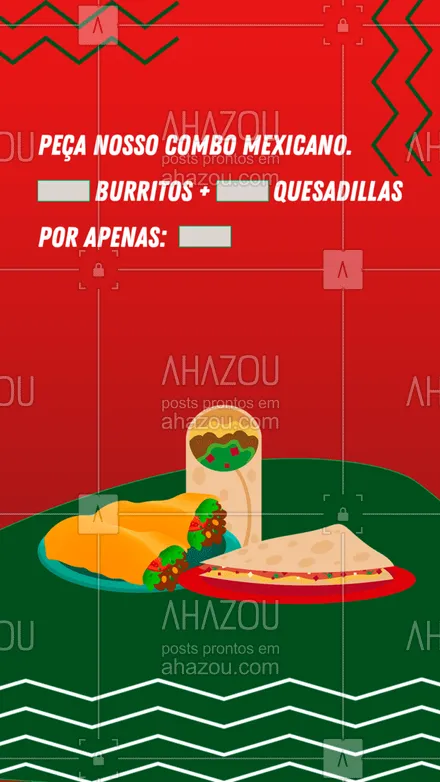 posts, legendas e frases de cozinha mexicana para whatsapp, instagram e facebook: Aqui você aproveita a deliciosa culinária mexicana por um preço especial.
Peça já e saboreie.
Temos o que há de melhor em comida mexicana.
#ahazoutaste #combo #promocao #comidamexicana  #texmex #burritos #quesadillas