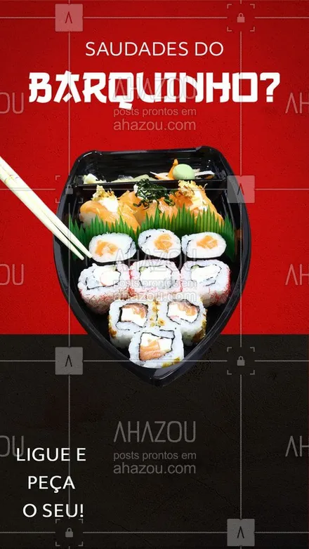 posts, legendas e frases de cozinha japonesa para whatsapp, instagram e facebook: Não precisa ficar só na lembrança, pode ficar na sua mesa. Entre em contato e peça já o seu! ? #ahazoutaste #gastronomia #sushi #barquinho #comidajaponesa #delivery
