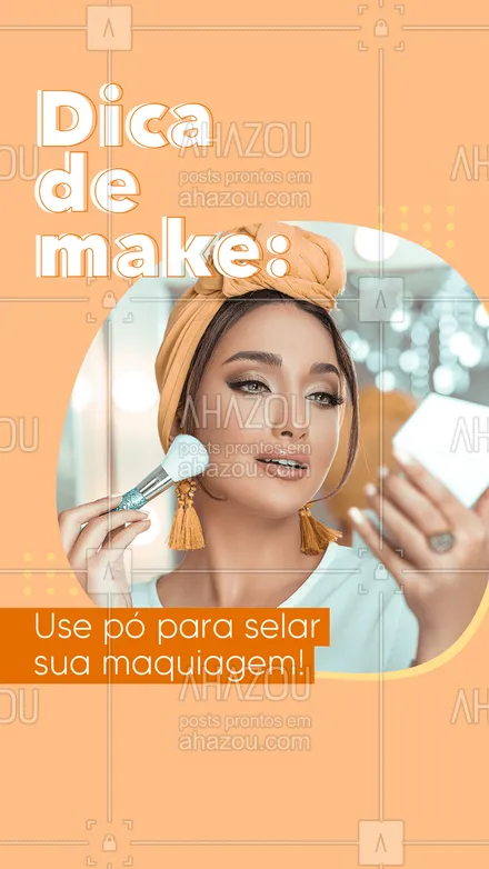 posts, legendas e frases de maquiagem para whatsapp, instagram e facebook: Quer que sua make dure muito mais? Então use pó para selar, você vai ver a mágica acontecer! ? #AhazouBeauty #make #makeup #maquiagem #maquiadora #makeoftheday #mua #makedodia #dicasdemake