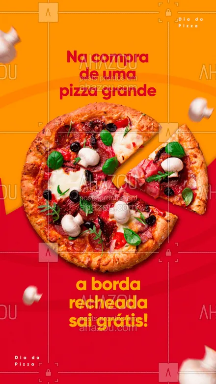 posts, legendas e frases de pizzaria para whatsapp, instagram e facebook: Aproveite para comer a melhor pizza com borda recheada e a melhor coisa é que a borda sai grátis. Faça já o seu pedido! #bordarecheada#ahazoutaste #Diadapizza #promoção #pizzalovers #pizzaria