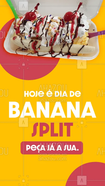 posts, legendas e frases de gelados & açaiteria para whatsapp, instagram e facebook: O dia de hoje está perfeito para você pedir uma Banana Split! O que acha? Não perca tempo, peça já a sua! 
#ahazoutaste #bananasplit  #gelados #sorvete #sorveteria #icecream