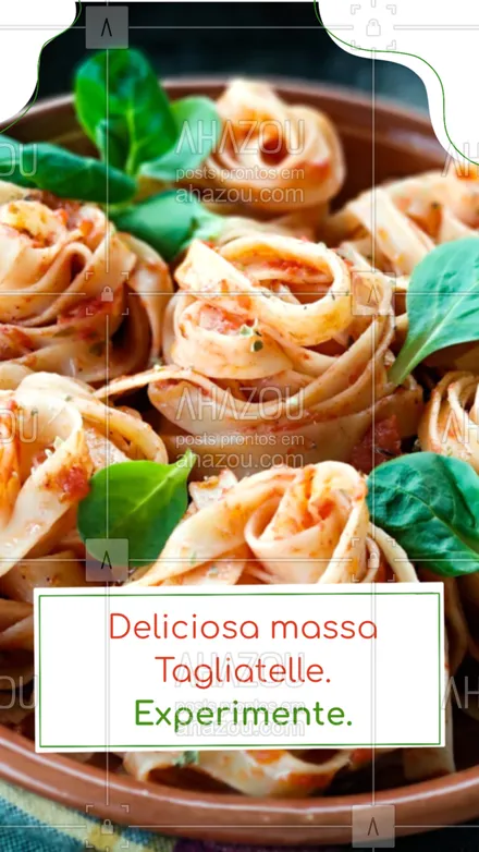 posts, legendas e frases de cozinha italiana para whatsapp, instagram e facebook: Escolha o molho que você mais gosta e experimente essa deliciosa massa.
É de se apaixonar. E para você que ama uma boa massa, não deixe de experimentar.
#ahazoutaste #cozinhaitaliana  #italianfood  #massas  #pasta  #restauranteitaliano 