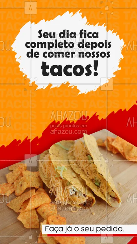 posts, legendas e frases de cozinha mexicana para whatsapp, instagram e facebook: Tacos saborosos e no capricho esperam por você aqui! 😋🌮 #ahazoutaste #comidamexicana  #cozinhamexicana  #vivamexico #tacos