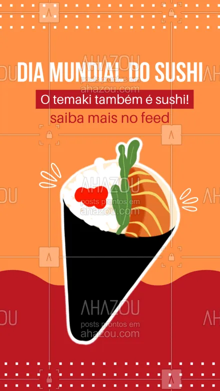 posts, legendas e frases de cozinha japonesa para whatsapp, instagram e facebook: As vezes a gente acha que sushi é só aquele enroladinho envolto em alga e com recheio no meio, mas a verdade é que existe uma variedade de sushis. O temaki, por exemplo, é um sushi em forma de cone.  O chirashi, arroz com peixe em cima servido em uma tigela, também é outra variante. 🤤🍣

#ahazoutaste #sushi #curiosidade #preferido #diamundialdosushi  #sushilovers  #comidajaponesa  #japa #temaki