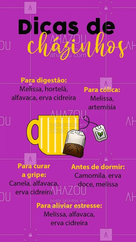 posts, legendas e frases de cafés para whatsapp, instagram e facebook: A grande verdade é que não importa qual seja a situação, com certeza existe um chá que pode ajudar! ? #Chas #DicasdeChas #ahazoutaste #Cafeteria #coffeelife #ahazoutaste 