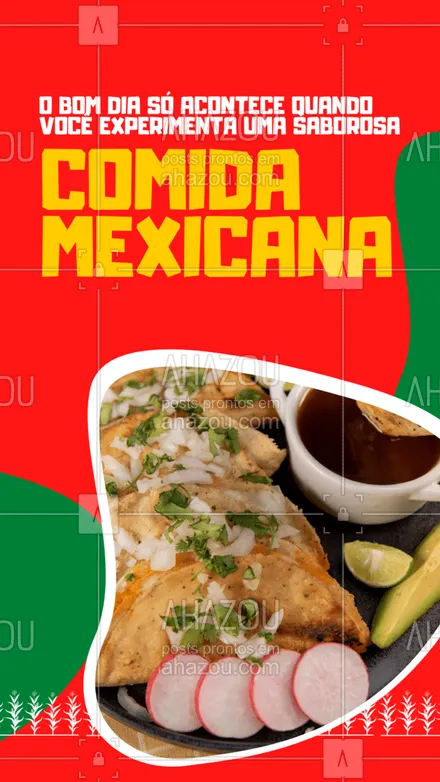 posts, legendas e frases de cozinha mexicana para whatsapp, instagram e facebook: Bom dia só pra quem já experimentou uma de nossas iguarias mexicanas! E pra você que ainda não pediu, está esperando o que? Experimente #ahazoutaste #comidamexicana  #cozinhamexicana  #vivamexico  #texmex  #nachos 