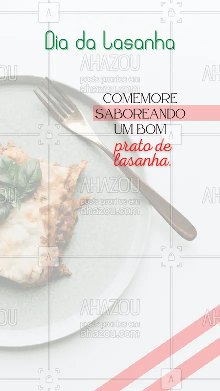 posts, legendas e frases de assuntos variados de gastronomia para whatsapp, instagram e facebook: Lasanha é um prato que todo mundo ama, venha saborear com a gente. 😋 #ahazoutaste #culinaria #foodie #gastronomia #lasanha #diadalasanha