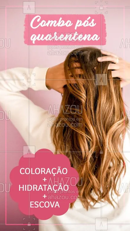 posts, legendas e frases de cabelo para whatsapp, instagram e facebook: Os cabelos brancos decidiram se rebelar durante a quarentena e assumiram o controle das suas madeixas? ?? ? É hora de mostrar pra eles quem é que manda. Vem de combo Coloração + Hidratação + Escova por apenas R$ XXX,XX. ?❤️ #cabelo #hair #beauty #AhazouBeauty #hairstylist #combo #coloracao #hidratacao #escova