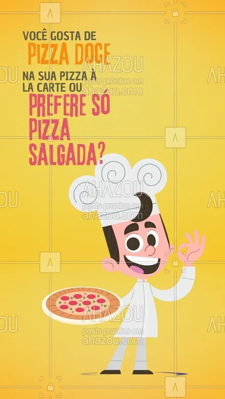 posts, legendas e frases de pizzaria para whatsapp, instagram e facebook: Responde essa pra gente pizzalovers, qual é sua preferência ao pedir uma pizza à la carte, acrescentar uma deliciosa pizza doce, ou prefere só as pizzas salgadas mesmo?  #ahazoutaste #pizza  #pizzalife  #pizzalovers  #pizzaria 