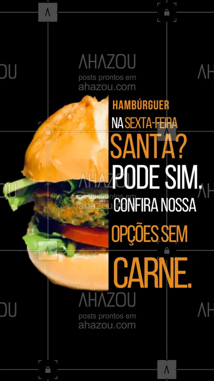 posts, legendas e frases de hamburguer para whatsapp, instagram e facebook: Você pode comer seu hambúrguer favorito mesmo na sexta-feira santa. Confira nossas opções sem carne e escolha o seu, garanto que você vai se apaixonar. #artesanal #burger #burgerlovers #ahazoutaste #hamburgueria #hamburgueriaartesanal #opçoes #sabor #qualidade #sextafeirasanta #salmão #peixe