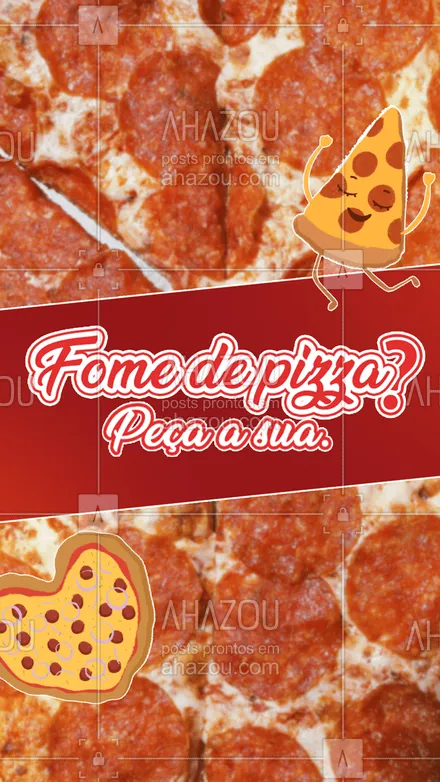 posts, legendas e frases de pizzaria para whatsapp, instagram e facebook: Bateu aquela fome que só uma pizza pode resolver? Aproveite nossa variedade de sabores deliciosos para matar a sua fome. Ligue já e peça a sua (inserir número). 

 #pizza  #pizzalife  #pizzalovers #ahazoutaste #pizzaria #diadepizza #fomedepizza #convite