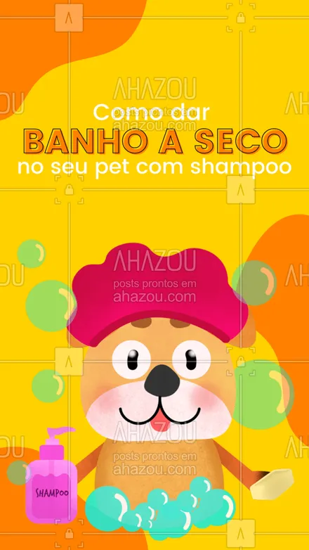 posts, legendas e frases de petshop para whatsapp, instagram e facebook: Para dar banho a seco no seu pet primeiro você deve escovar e desfazer os nós no pelo dele, depois umedeça com água morna uma toalha de algodão, aplique o shampoo a seco no pano e passe pelo corpo do seu cachorro. Por último, escove novamente o pelo.
#banhoaseco #dica #shampoaseco #AhazouPet #pet #dog