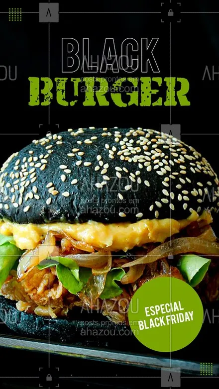posts, legendas e frases de hamburguer para whatsapp, instagram e facebook: Venha experimentar nosso delicioso black burger. 
OFERTA ESPECIAL DE BLACK FRIDAY! ?

#blackburger #ahazou #hamburgueria #blackfriday