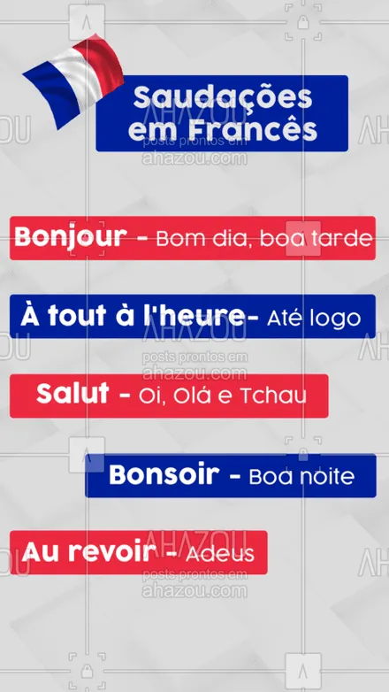 posts, legendas e frases de línguas estrangeiras para whatsapp, instagram e facebook: Quer aprender a desenvolver diálogos em francês? Se inscreva nas nossas aulas! ? 
#Francês #SaudaçõesFrancês #AhazouEdu #dicasfrancês  #aulasdefrances #aulaparticular