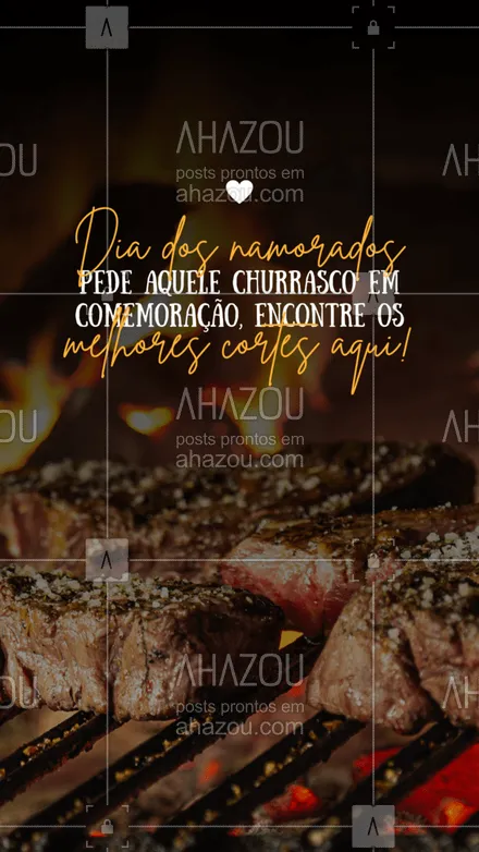 posts, legendas e frases de açougue & churrasco para whatsapp, instagram e facebook: Um churrascão de dia dos namorados sempre é uma boa ideia, garanta suas carnes aqui! 😋🥩
#ahazoutaste #açougue  #barbecue  #bbq  #churrasco  #churrascoterapia  #meatlover 