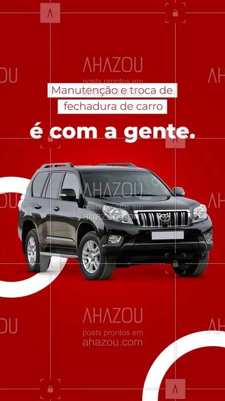 posts, legendas e frases de chaveiro para whatsapp, instagram e facebook: Além de realizar serviços como cópias de chaves, também fazemos manutenção de fechaduras de carro. Então já sabe, né!? Qualquer problema é só chamar a gente. 🔑 Entre em contato pelo número (espaço para inserir número). #AhazouServiços #chaveiro #serviços #chave #carro