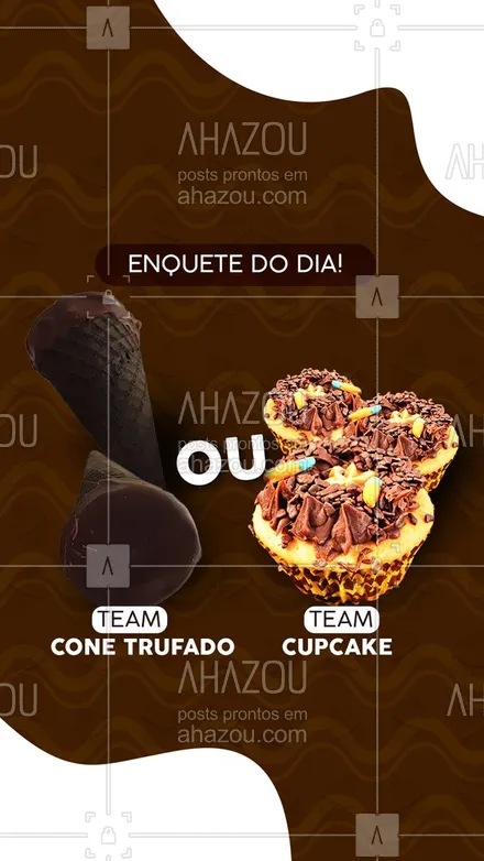 posts, legendas e frases de confeitaria para whatsapp, instagram e facebook: E aí, qual ganha o seu voto nessa enquete? O cone trufado ou o cupcake!
Comenta!
#ahazoutaste #conetrufado #cupcake  #doces  #confeitariaartesanal  #confeitaria 