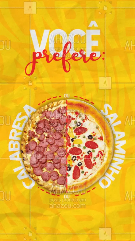 posts, legendas e frases de pizzaria para whatsapp, instagram e facebook: Qual sabor você prefere: Calabresa ou Salaminho? Responda aqui nos comentários! ❤️?
#ahazoutaste  #pizzalife #pizzalovers #pizzaria