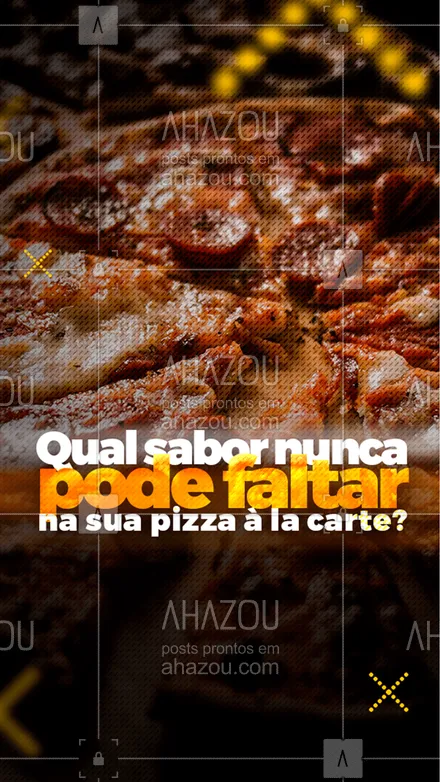 posts, legendas e frases de pizzaria para whatsapp, instagram e facebook: Todos nós temos um sabor de pizza preferido, e na pizza à la carte não é diferente. Comenta ai qual sabor não pode faltar na sua pizza à la carte?  #ahazoutaste #pizza  #pizzalife  #pizzaria  #pizzalovers 