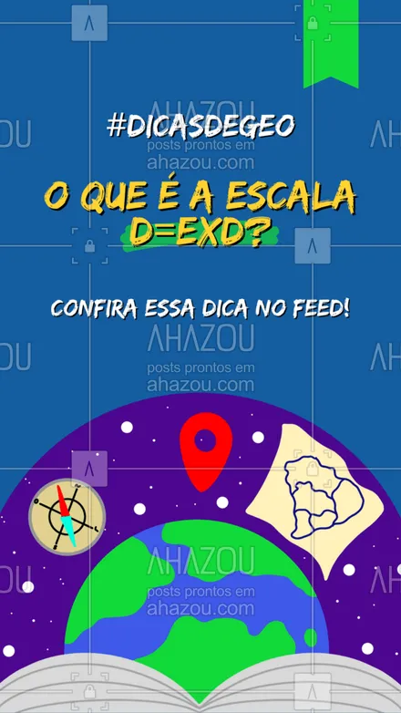 posts, legendas e frases de ensino particular & preparatório para whatsapp, instagram e facebook: A escada D=Exd examina a distância real em km com relação a escala e a distância no desenho, sendo assim: D= distância real (em km), E= escala e d= distância no desenho (em cm).
#geografia #dicasdegeo #AhazouEdu #cursinho #vestibular #educação