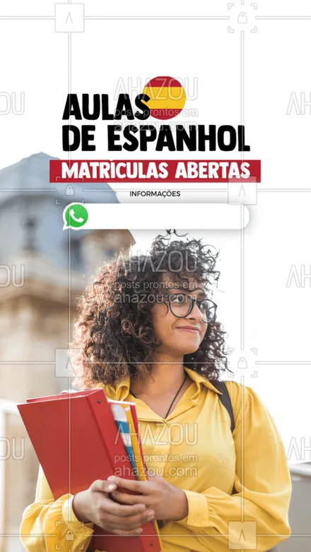 posts, legendas e frases de línguas estrangeiras para whatsapp, instagram e facebook: Quer aprender Espanhol? Aproveite que as matrículas estão abertas e faça a sua! Para mais informações, nos chame no WhatsApp. 

#espanhol #AulasDeEspanhol #ahazou #EnsinoDeIdiomas