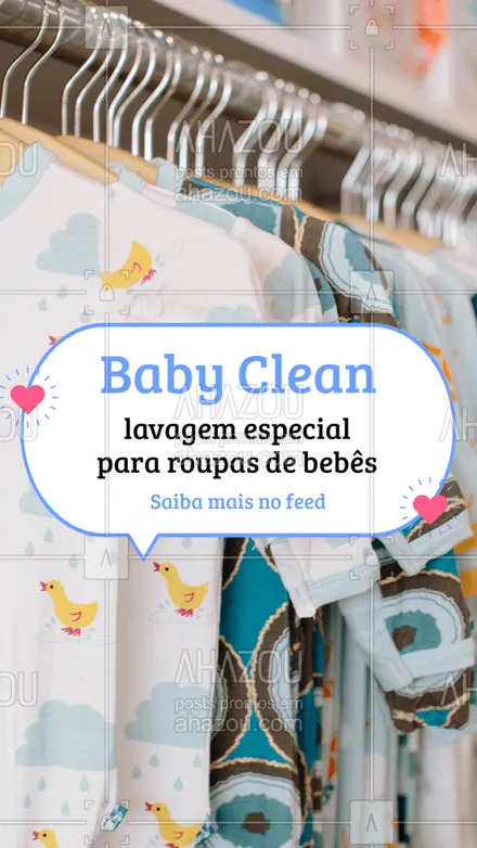posts, legendas e frases de lavanderia para whatsapp, instagram e facebook:  A lavagem baby clean é feita com limpeza antialérgica e esterilização das roupas de bebês sem o uso de fragrâncias para evitar irritações e possíveis alergias! Assim o seu bebê fica saudável e protegido! ?
#babyclean #roupadebebe #AhazouServiços #lavanderia 