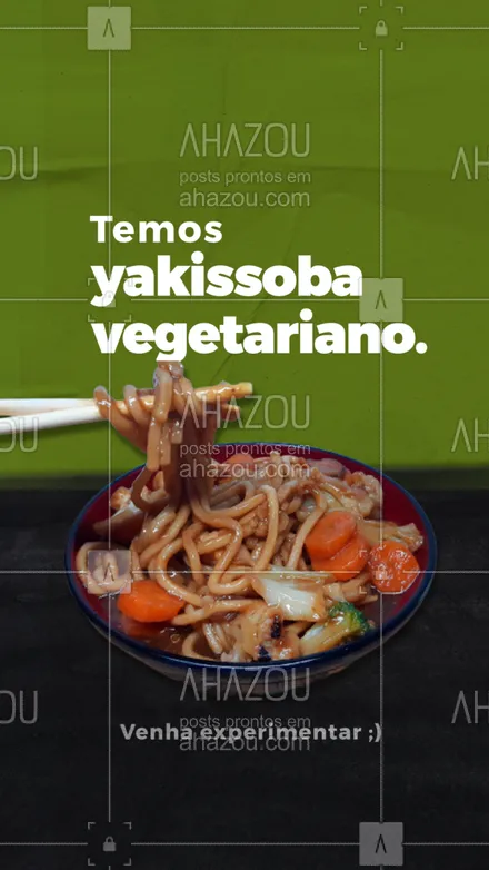 posts, legendas e frases de cozinha japonesa para whatsapp, instagram e facebook: ✨ Você é vegetariano? Saiba que pensamos em você! Aqui você saboreia um delicioso yakissoba vegetariano quentinho, feito na hora. Vem pra cá. 😉 #ahazoutaste #comidajaponesa  #japa  #japanesefood  #sushidelivery  #sushilovers  #sushitime #yakissobavegetariano #sabor #qualidade #vegetariano