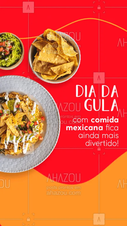 posts, legendas e frases de cozinha mexicana para whatsapp, instagram e facebook: Aproveite o esse dia incrível e venha saborear seu prato predileto. 🌮😋 #ahazoutaste #comidamexicana #cozinhamexicana #nachos #diadagula
