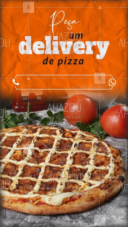 posts, legendas e frases de pizzaria para whatsapp, instagram e facebook: Sabe aquela pizza que você está sonhando para o seu dia ficar bem? Então, tá facinho, facinho de ser realizar, é só ligar pra gente e fazer seu pedido. #Pizza #Ahazou #Pizzaria #Delivery
