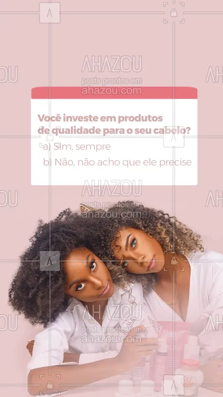 posts, legendas e frases de cabelo para whatsapp, instagram e facebook: Para cuidar bem do seu cabelo, é importante investir em produtos de qualidade que supram as necessidades do seu cabelo, deixando-o bonito e saudável! 😉
#AhazouBeauty #cabeleireiro  #cabeloperfeito  #cabelo  #hair  #hairstyle  #hairstylist  #hidratacao   #salaodebeleza 