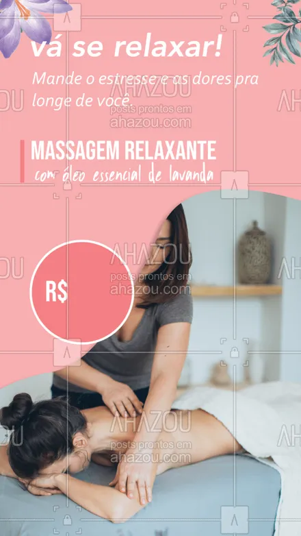 posts, legendas e frases de massoterapia para whatsapp, instagram e facebook: Tá na hora de você se cuidar! Agende seu tratamento agora mesmo e conheça os benefícios da massagem.
#AhazouSaude  #massoterapia #relax #massagem #quickmassage