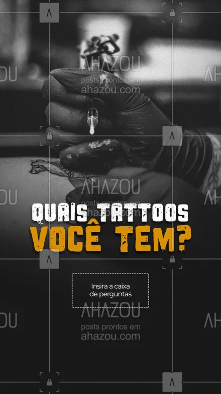 posts, legendas e frases de estúdios, tatuadores & body piercer para whatsapp, instagram e facebook:  Conta pra gente, quais são as suas tattos? 🤔👇
#tattoos #tatuagem #AhazouInk  #estudiodetattoo