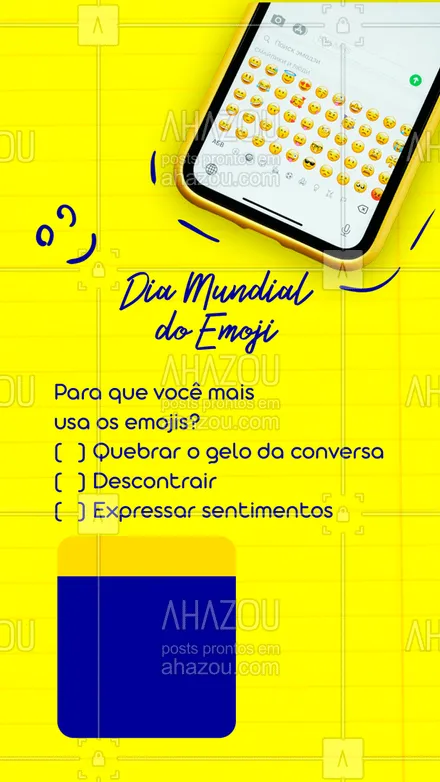 posts, legendas e frases de posts para todos para whatsapp, instagram e facebook: Você usa emojis quando quer comunicar o que? Nós queremos saber! 🥰😆 #ahazou #quote #enquete #diamundialdoemoj #divertido