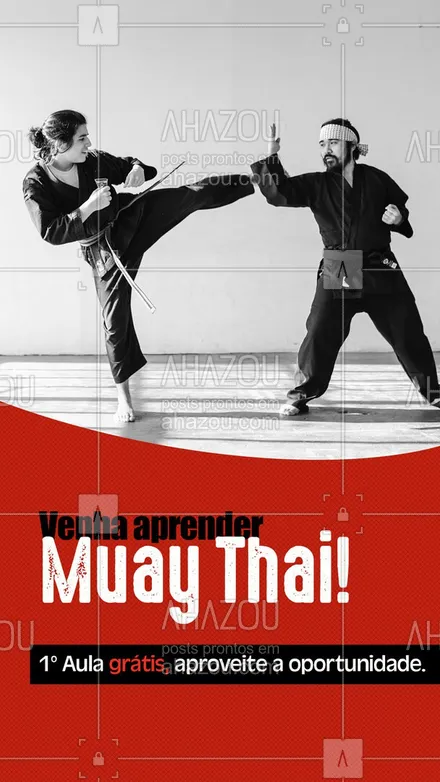 posts, legendas e frases de personal trainer para whatsapp, instagram e facebook: Se você queira aprender Muay Thai , essa é a hora. 💪🏽 #AhazouSaude #boratreinar #nopainnogain #personal #personaltrainer #Muaythai #primeiraaulagrátis #promoção