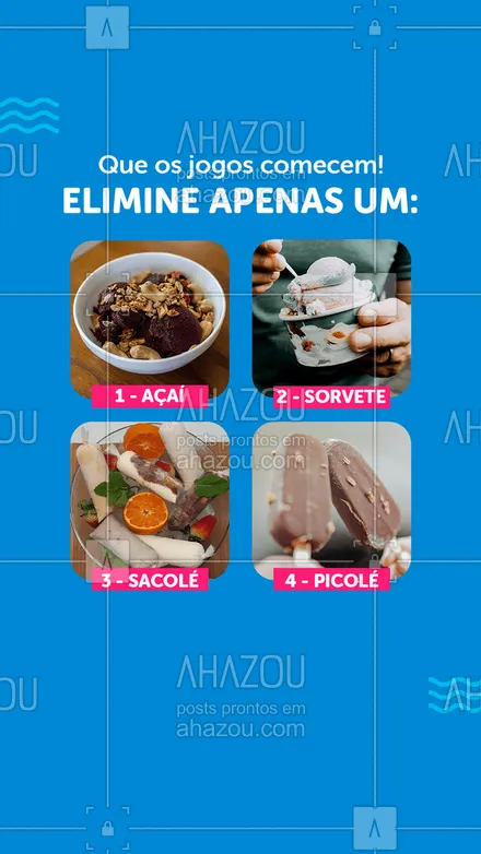 posts, legendas e frases de gelados & açaiteria para whatsapp, instagram e facebook: Só vale eliminar um, hein! Qual é a sua decisão? 🤔😂
#ahazoutaste #gelados  #cupuaçú  #sorvete  #sorveteria  #açaíteria  #icecream 