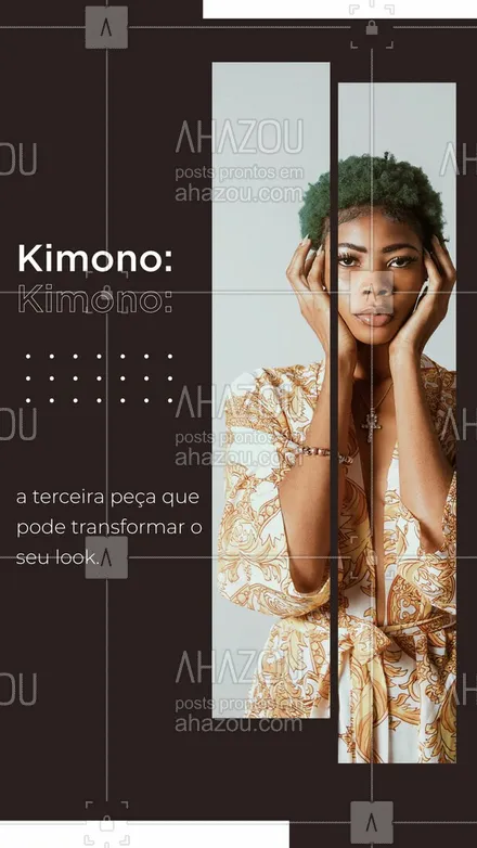 posts, legendas e frases de moda feminina para whatsapp, instagram e facebook: Quer criar looks mais moderninhos e sair da simplicidade? Aposte em uma terceira peça, como nosso maravilhoso kimono. #modafeminina#AhazouFashion  #kimono #tendencia #fashion 