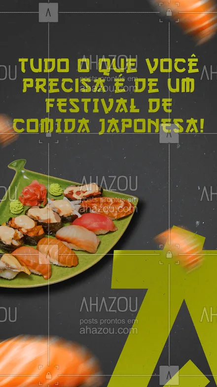posts, legendas e frases de cozinha japonesa para whatsapp, instagram e facebook: Com certeza isso vai deixar o seu dia 2000% melhor. Vamos tirar a prova? ?? 
#japa #festival #comidajaponesa #ahazoutaste  #sushitime #japanesefood #sushilovers