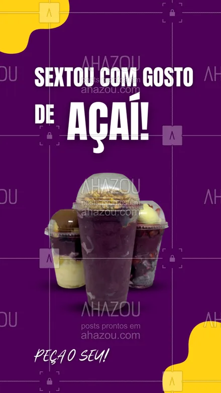 posts, legendas e frases de gelados & açaiteria para whatsapp, instagram e facebook: Sexta-feira é um dia que pede uma celebração. Celebre pedindo o seu açaí favorito aqui com a gente! 😋🤩
#ahazoutaste #açaí  #açaíteria  #cupuaçú  #gelados  #icecream  #sorvete  #sorveteria 